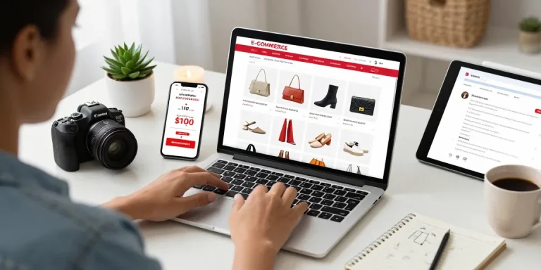 Shopping for luxury items at a 레플리카 사이트 with stylish decor and modern tech.