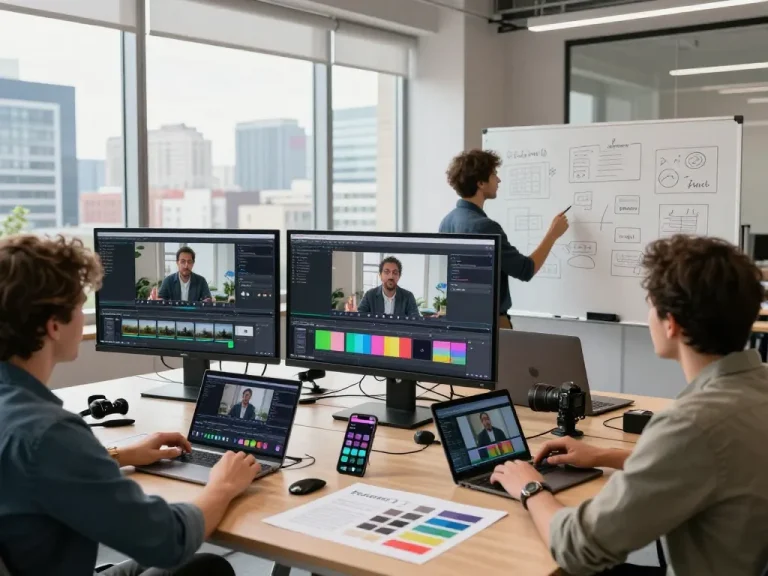 Users collaborating on Seedance 2.0 video projects in a bright modern workspace.