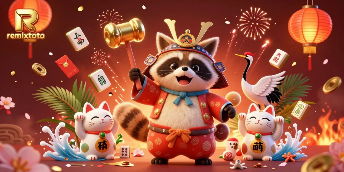 Experience the fun with remixtoto featuring vibrant characters and festive elements in a dynamic casino scene.