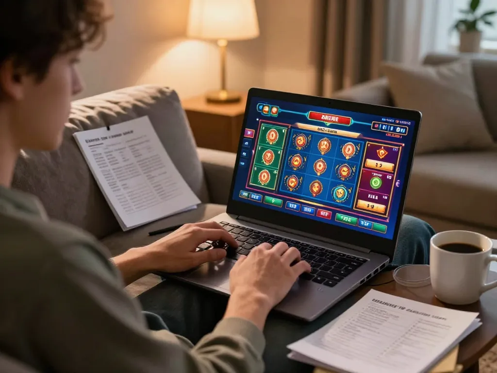Engaging online gaming scene with Jilipinas platform displayed on a laptop screen, highlighting a responsible gambling environment.