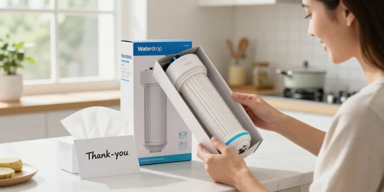 Waterdrop EDR3RXD1 Replacement for Everydrop® Filter 3 unboxing experience, showcasing product in e-commerce, perfect for online shopping and buyer's guide.