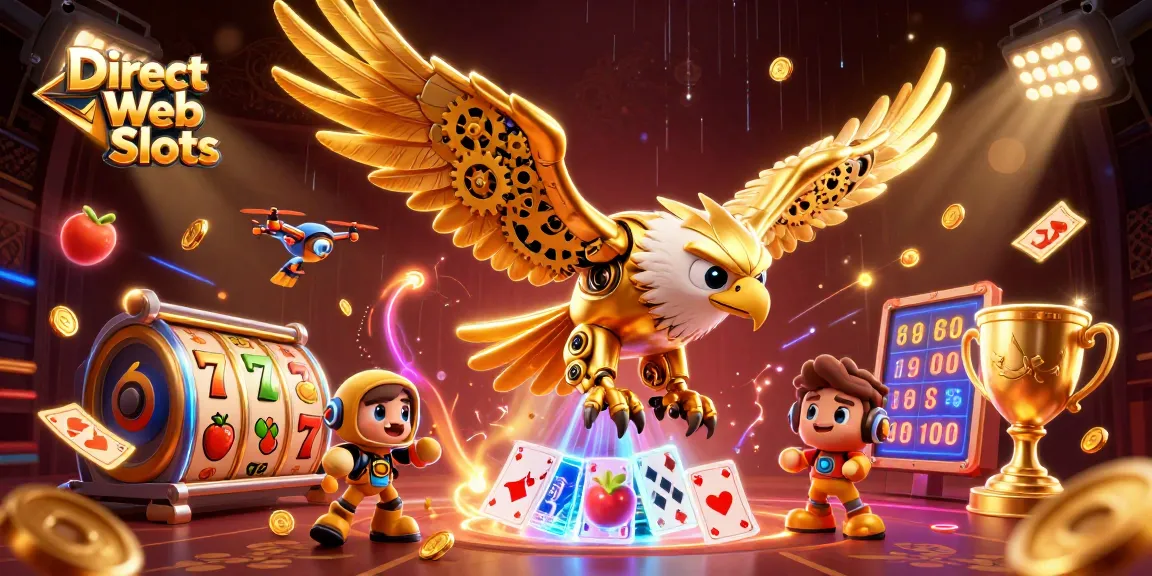 Experience thrilling gameplay with Direct Web Slots, featuring slot reels and vibrant 3D characters.
