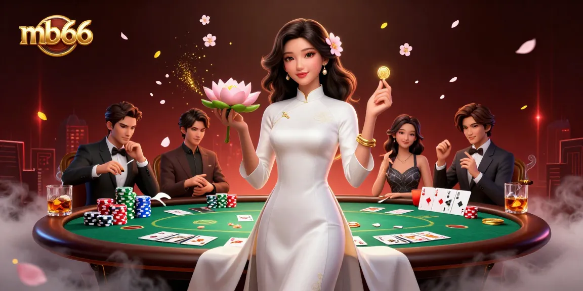 Experience the magic of mb66 with an enchanting Asian woman celebrating rich casino gameplay.