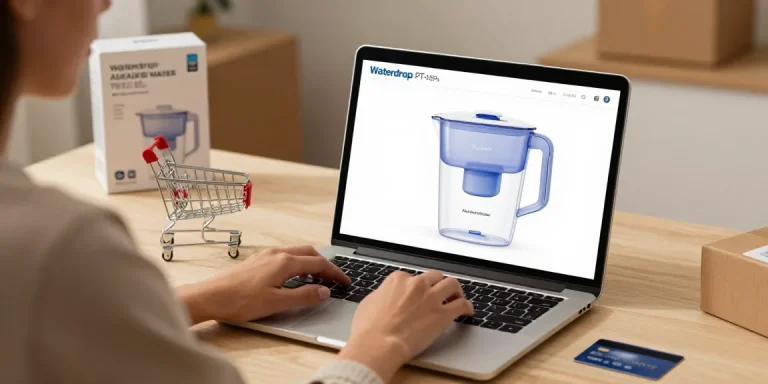 Waterdrop PT-05P-A Alkaline Water Filter Pitcher showcased in an online shopping review, best deals for health-conscious buyers, e-commerce platform.