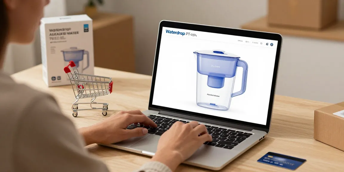 Waterdrop PT-05P-A Alkaline Water Filter Pitcher showcased in an online shopping review, best deals for health-conscious buyers, e-commerce platform.