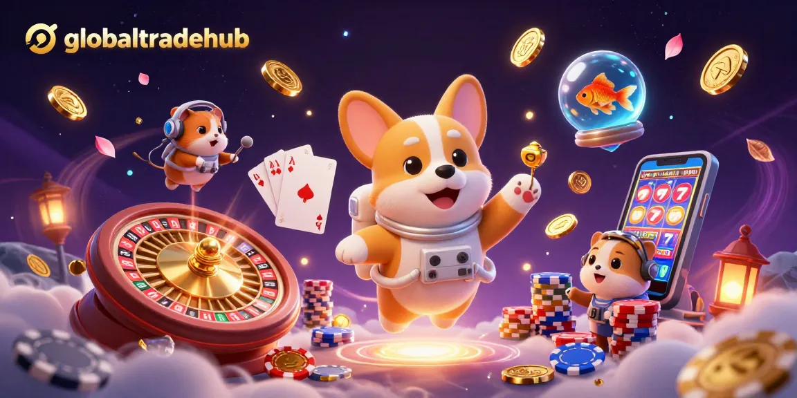 Experience thrilling gameplay at globaltradehub with a vibrant casino scene featuring a corgi astronaut.
