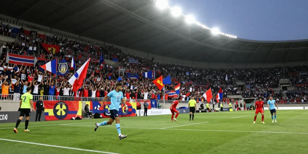 مباراة كورة لايف في ملاعب كرة القدم مع مشجعين وتفاعل مثير