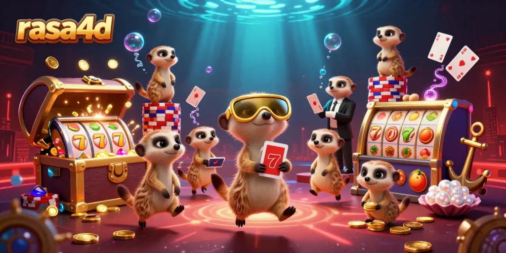 Rasa4d menawarkan pengalaman bermain kasino dengan karakter meerkat yang memimpin operasional kasino yang dinamis.