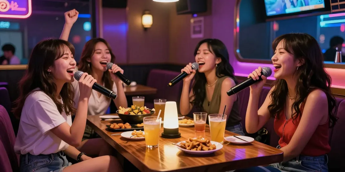노래방밤알바에서 즐겁게 노래하는 친구들과 함께하는 저녁 시간