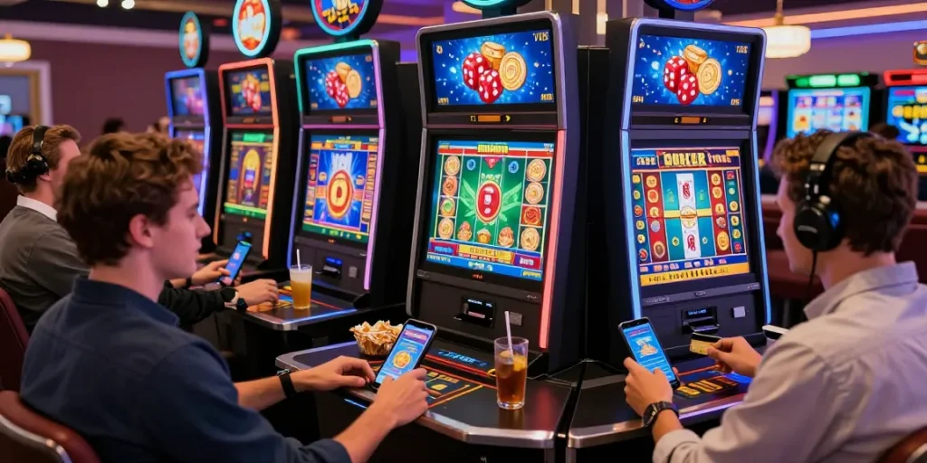 Players enjoying credit card transactions for online gaming at https://alsbury.co.uk/ in a vibrant casino environment.
