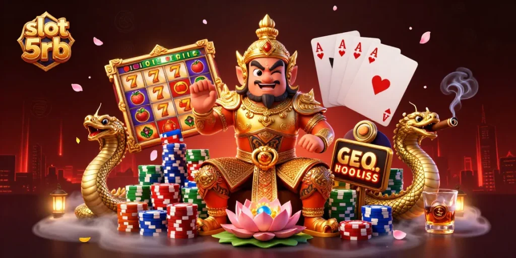 Experience thrilling gameplay in slot 5rb with vibrant symbols and dynamic characters in a rich 3D scene.